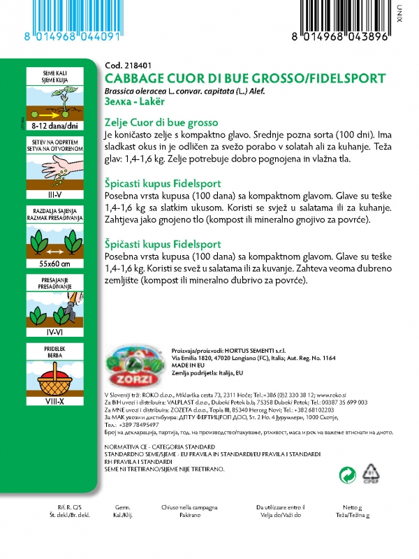 Slika Zelje Cuor di Bue Grosso - Semenska vrečka Zorzi