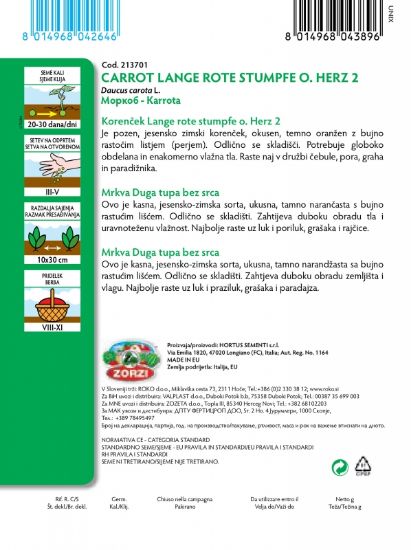 Bild von Karotte Lange rote stumpfe ohne Herz 2 - Zorzi Samenbeutel