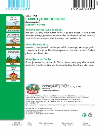 Bild von Gelbe Karotte Jaune du Doubs - Zorzi Samenbeutel