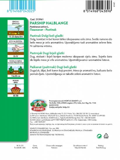 Bild von Pastinake 'Lange Glatte Weiße' - Zorzi Samenbeutel