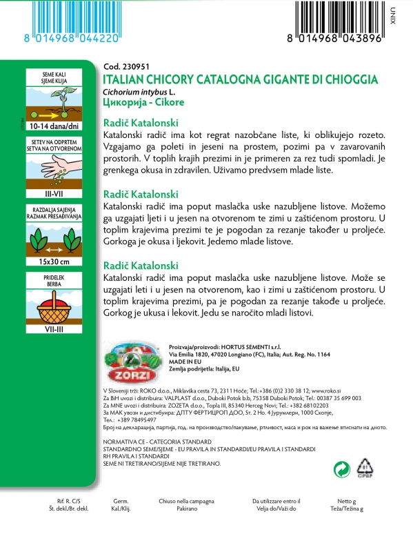 Picture of Catalonian Chicory - Zorzi seed packet