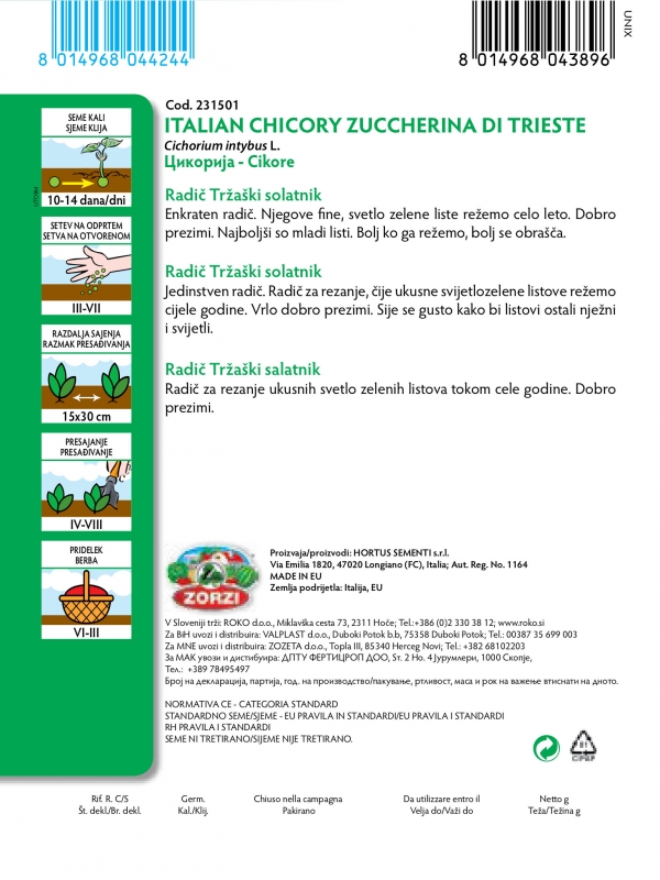 Picture of Chicory Zuccherina di Trieste - Zorzi seed packet