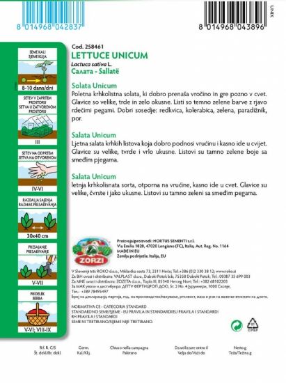 Picture of Lettuce Unicum - Zorzi seed packet