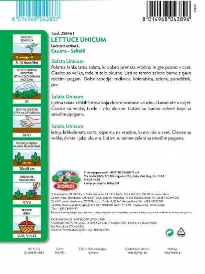 Picture of Lettuce Unicum - Zorzi seed packet