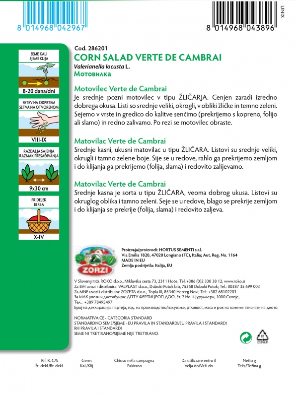 Picture of Lamb’s lettuce Verte de Cambrai - Zorzi seed packet