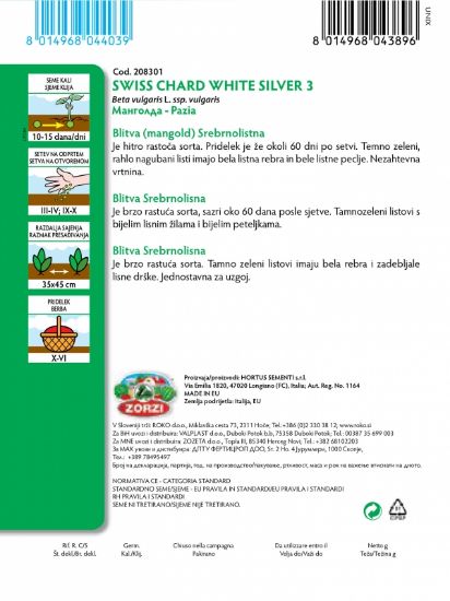 Picture of Silverleaf chard - Zorzi seed packet