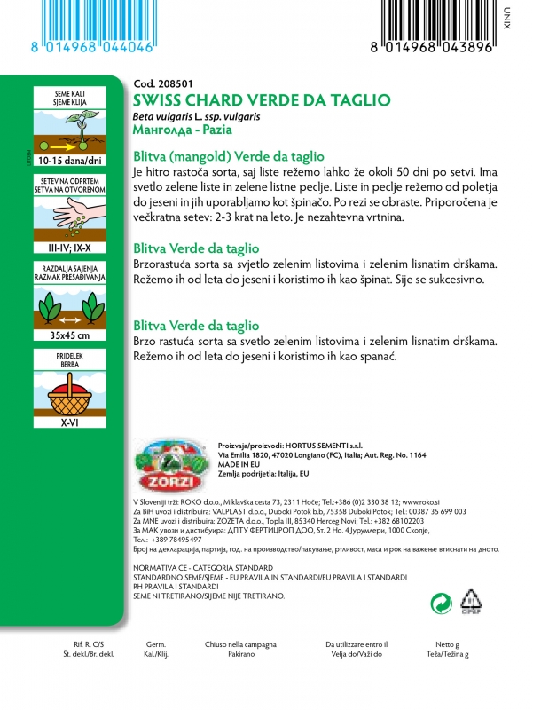 Bild von Mangold Verde Di Taglio - Zorzi Samenbeutel