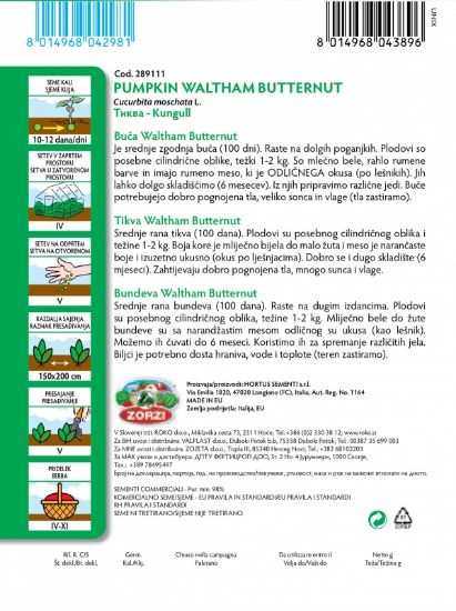 Picture of Zucchini Waltham Butternut - Zorzi seed packet