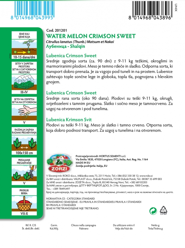 Slika Lubenica Crimson Sweet - Semenska vrečka Zorzi