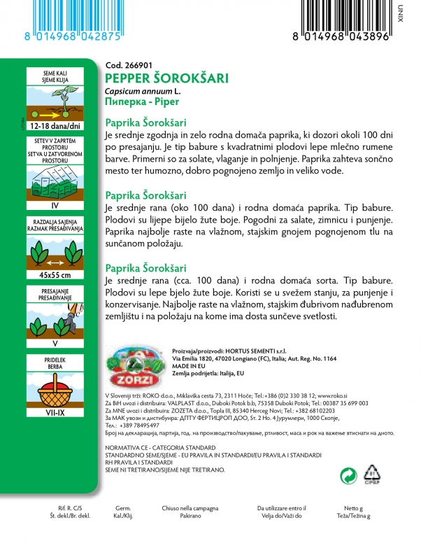 Bild von Paprika Soroksari - Zorzi Samenbeutel