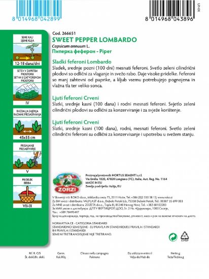 Slika Feferoni sladki Lombardo - Semenska vrečka Zorzi