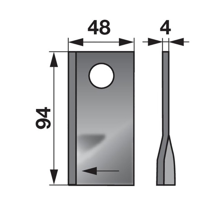 Picture of Mower blade, BCS 404, right-hand, W-48, L-95, O-19