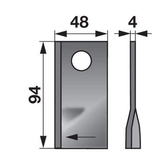 Picture of Mower blade, BCS 404, right-hand, W-48, L-95, O-19