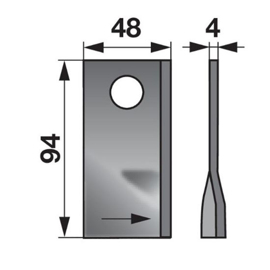Picture of Mower blade, BCS 404, left-hand, W-48, L-95, O-19