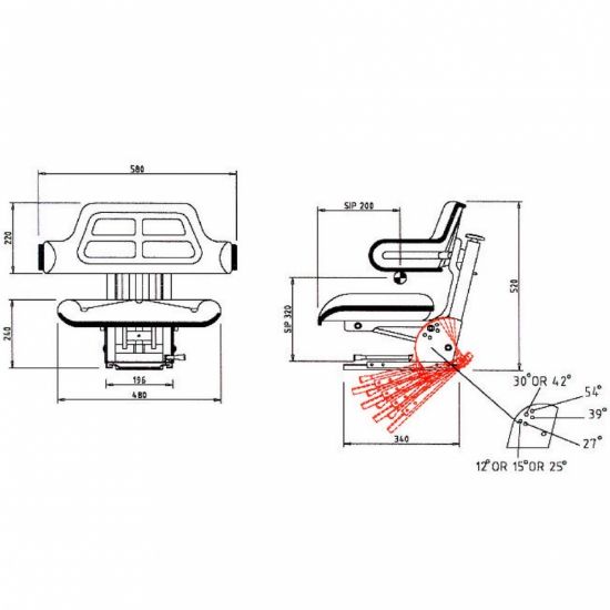 Bild von Traktorsitz, To,rpedo, mit Rückenlehne
