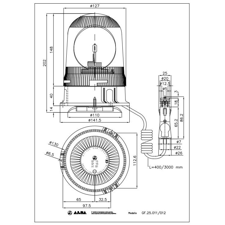 Bild von Rundumleuchte, 12 V, magnetisch, AJ.BA