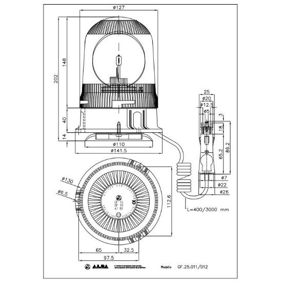 Bild von Rundumleuchte, 12 V, magnetisch, AJ.BA