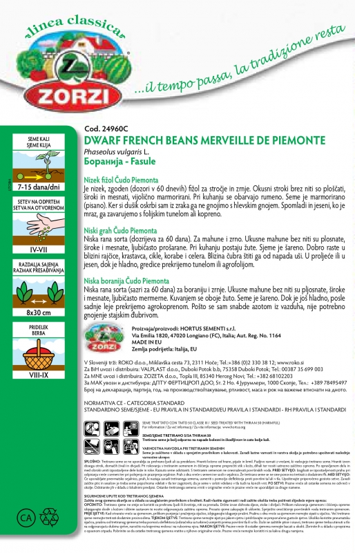 Picture of Bush bean Marvel of Piedmont, packet