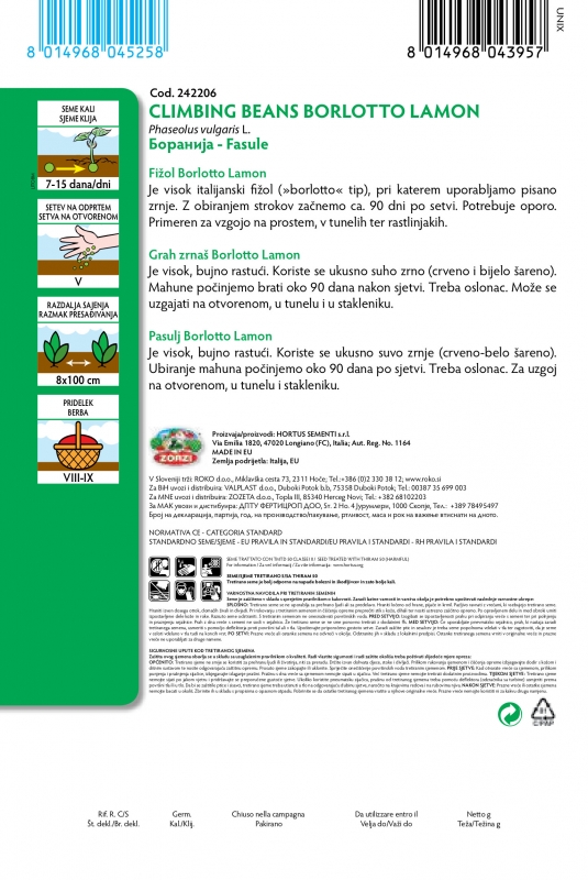 Picture of Pole bean Borlotto Lamon, packet