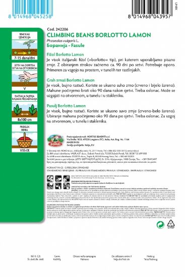 Picture of Pole bean Borlotto Lamon, packet
