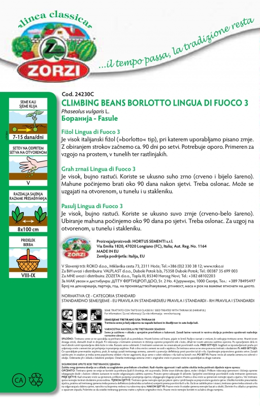 Picture of Pole bean Borlotto Lingua di Fuoco 3, 500g