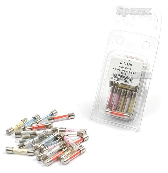 Picture of Glass fuses, various, Set of 25 pcs