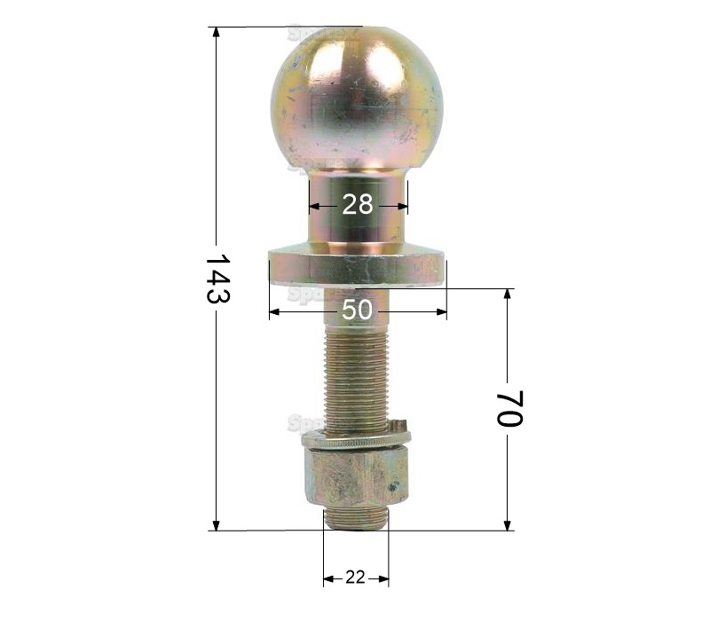 Picture of Ball hitch pin, 50mm, 22x70, 1250kg