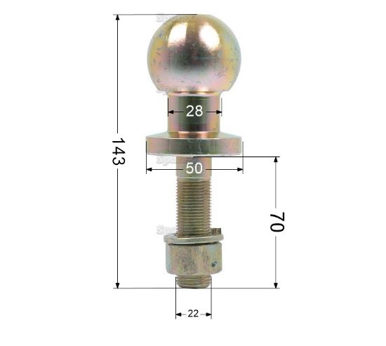 Slika Krogla avtomobilskega priklopa 50mm 22x70 1250kg