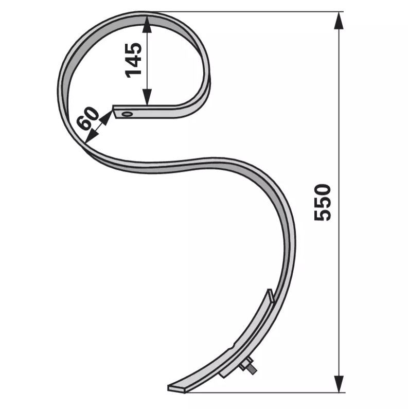 Picture of Cultivator “S” spring tine set, 32x10x550mm