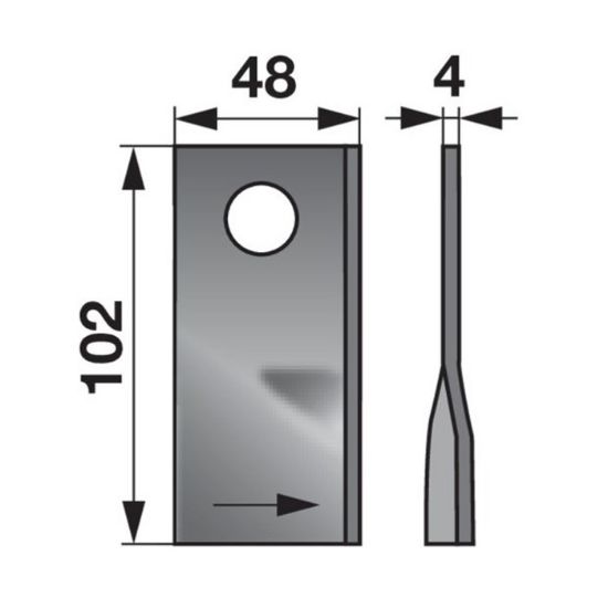 Picture of Mower blade SIP, left-hand, L-102x48, hole O19