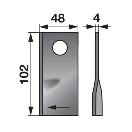 Bild von Mähmesser, SIP, rechts, L-102x48, Bohrung O19