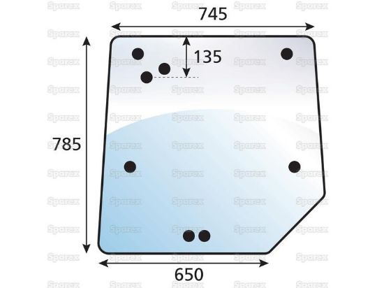 Bild von Scheibe der Kabine, hinten, MF 3821484M1, 8 Bohrungen, 4235, 4245, 4255, 4260, 4265, 4270, 4315, 4325, 4335, 4345