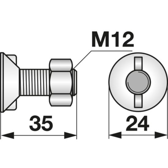 Slika Vijak lemeža 12x35, 2-roba.