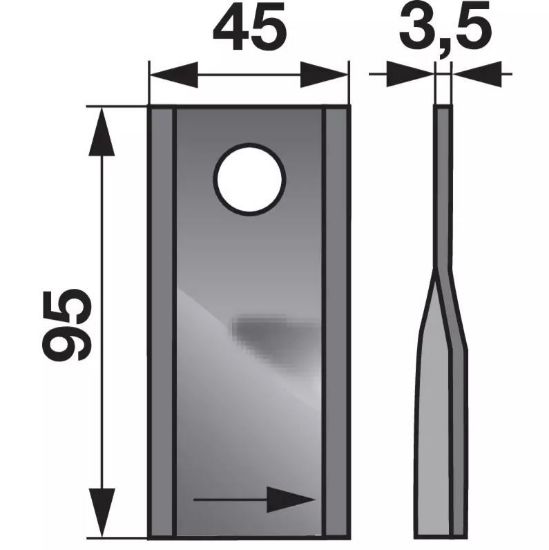 Slika Nož kose Kuhn levi Š-45 x D-95, FI-16,2mm