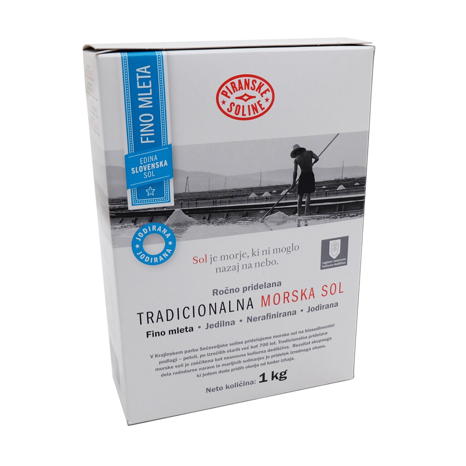 Picture of Piran salt, 1kg, fine, iodised