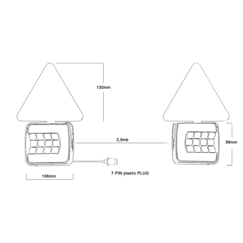 Slika Svetilka stop magnetna s kabli in trikotniki LED 7,5m
