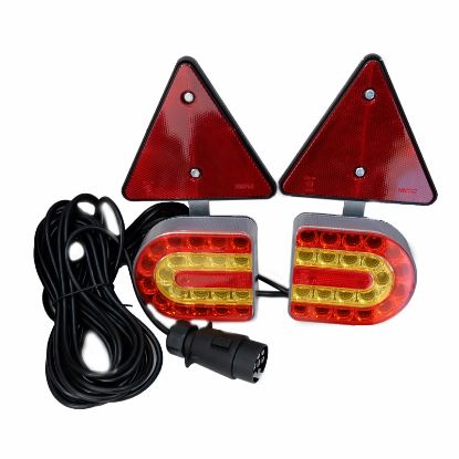 Slika Svetilka stop LED magnetna z kabli in  trikotniki 7,5m zaobljena