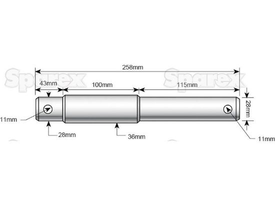 Picture of Lower link pin, 28/36/28, 258mm