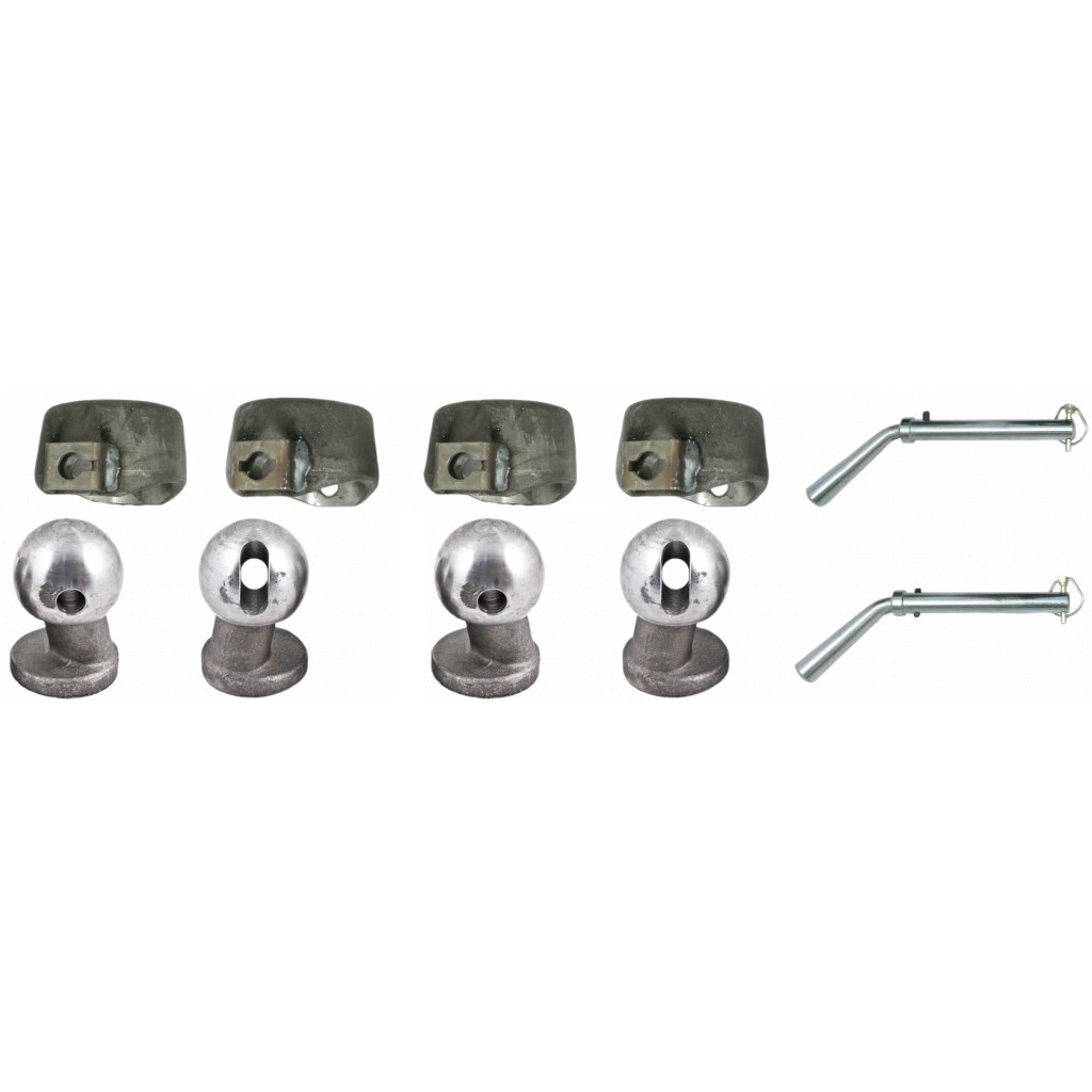 Bild von Pritschenanhänger-Satz, O=75, 4x Kugel + 4x Träger + 2 Bolzen