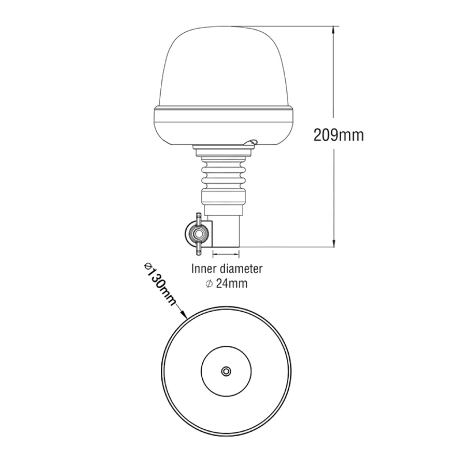 Bild von Rundumleuchte, LED, 12/24V, aufsteckbar, Flex, O130, V-209mm