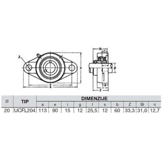 Bild von Mulcherlager, UCFL 204 (Bohrung O20)