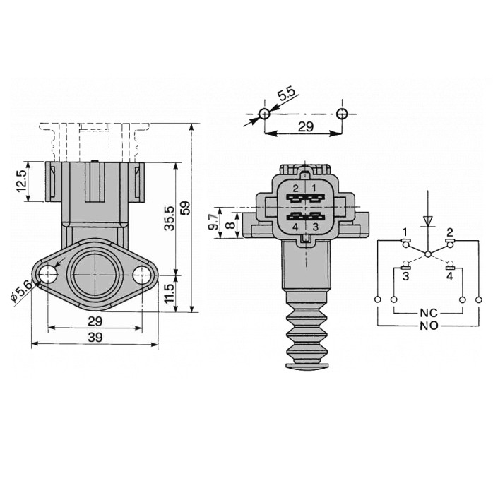 Picture of Brake light switch, Goldoni, Cobo, mechanical - 4-pin, 06350747