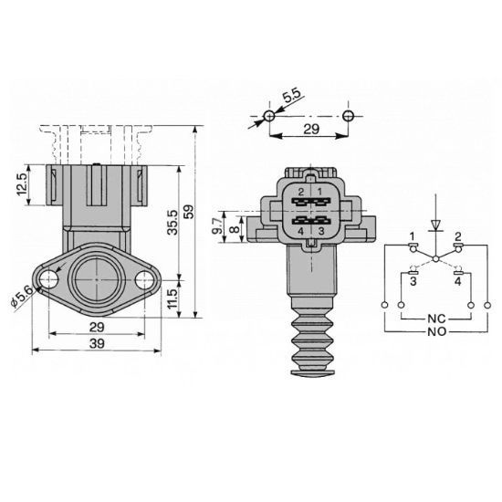 Picture of Brake light switch, Goldoni, Cobo, mechanical - 4-pin, 06350747