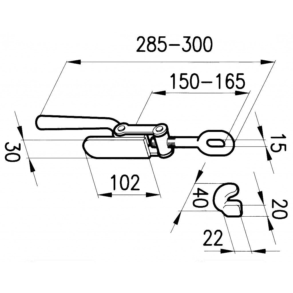 Slika Zapiralo prikolice nastavljivo + kavelj 