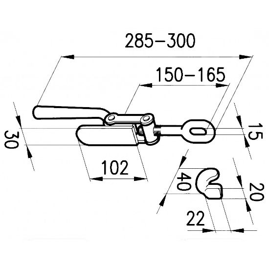 Slika Zapiralo prikolice nastavljivo + kavelj 