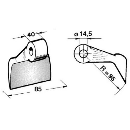 Slika Kladivo mulčerja INO-MMT luknja 14,5, uho 40mm, širina 85mm