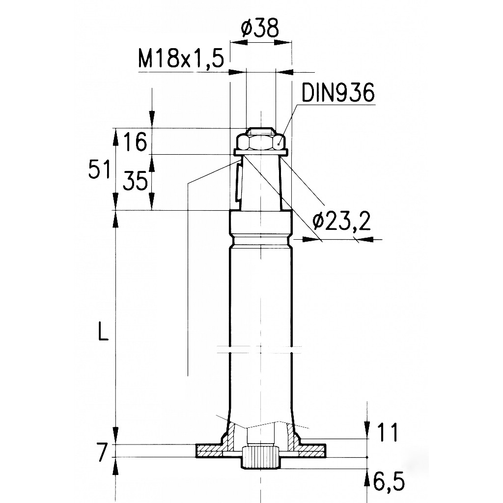 Picture of Steering column with tube, L=450/500mm