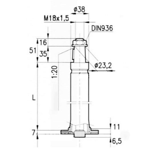 Picture of Steering column with tube, L=650/700mm