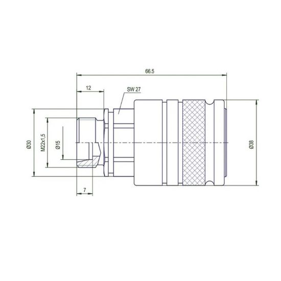 Picture of Quick coupler, female, M22x1.5, outer thread 