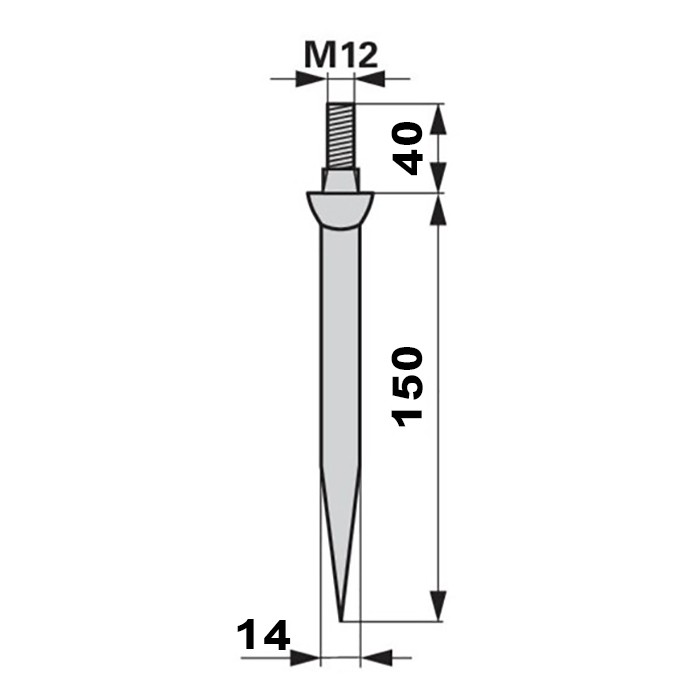 Picture of Harrow pin, straight, regular, M12, 14x150mm